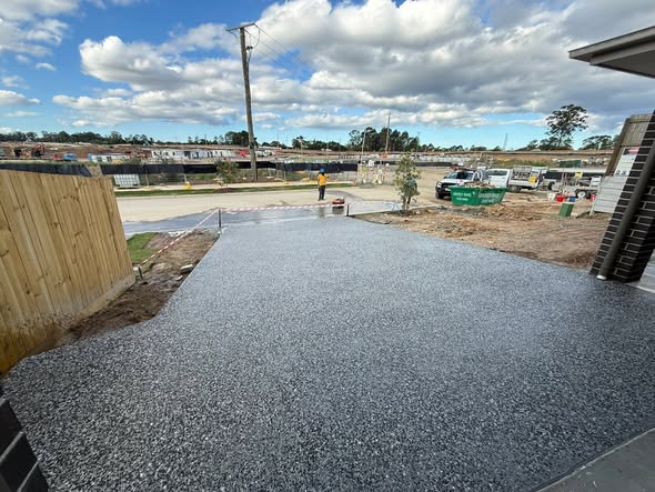 Finished exposed aggregate area by Brisbane Landscaping